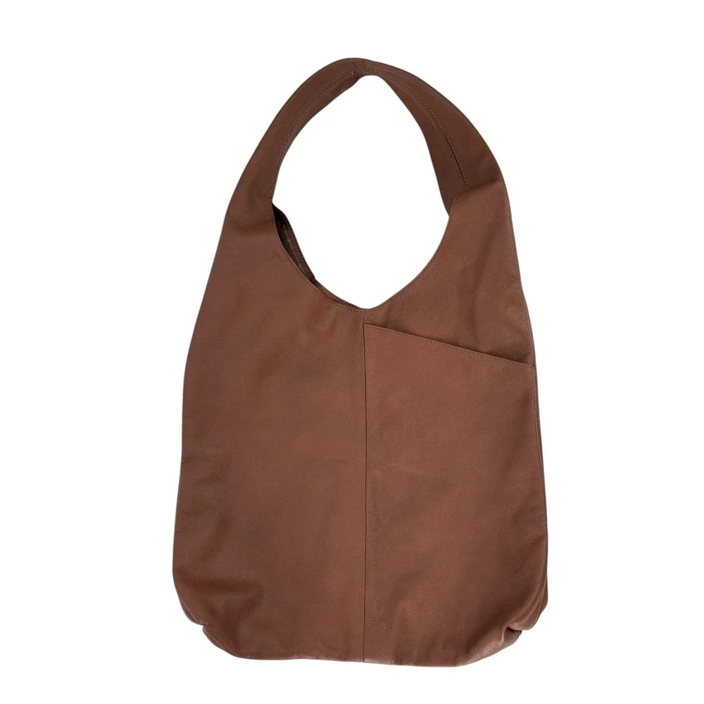 Komal C Leather Hobo Bag Womens Large Caramel Excellent Slouchy Boho Shoulder